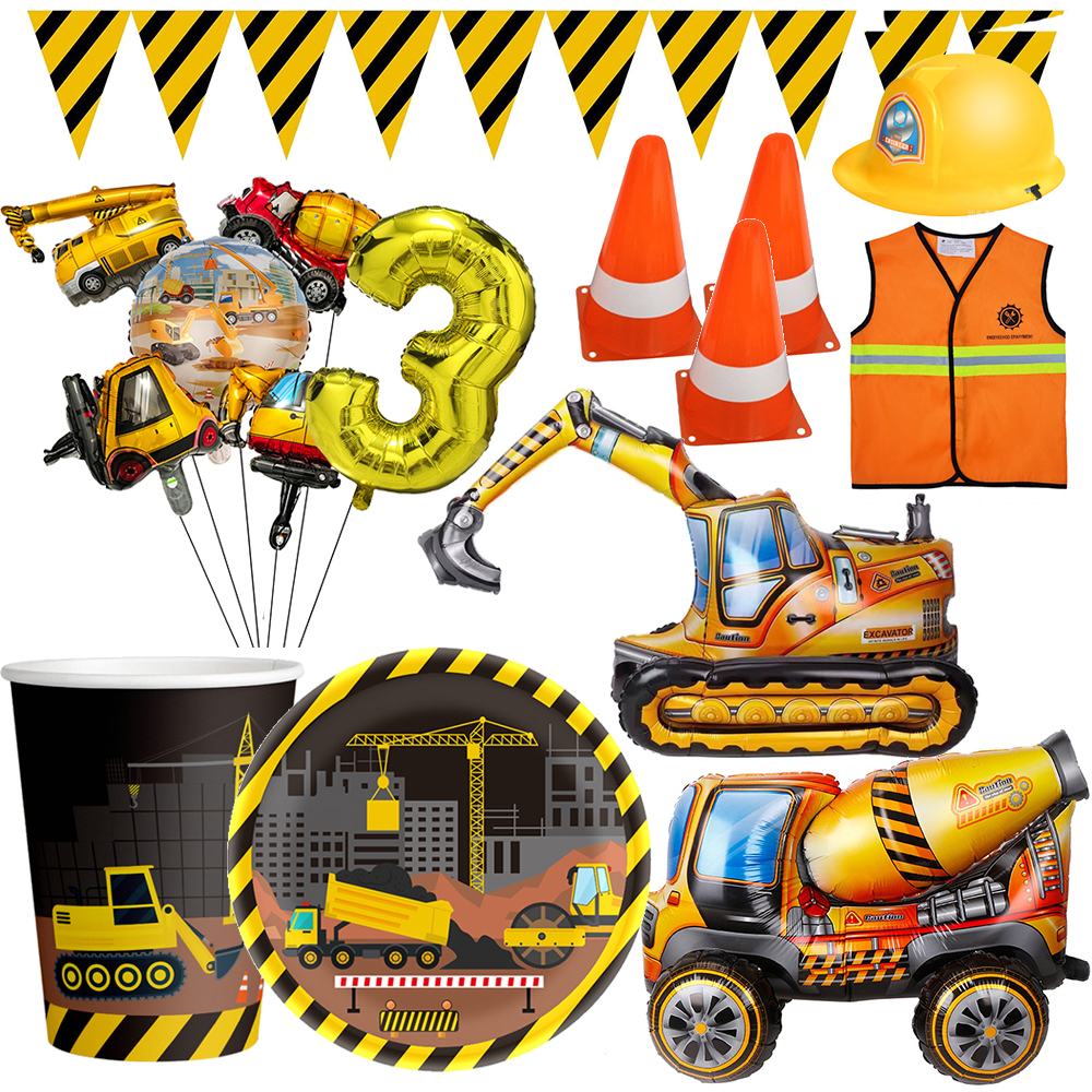 Kids Outdoor Excavator - Excavator Vehicle Gold Black Digital Balloon
