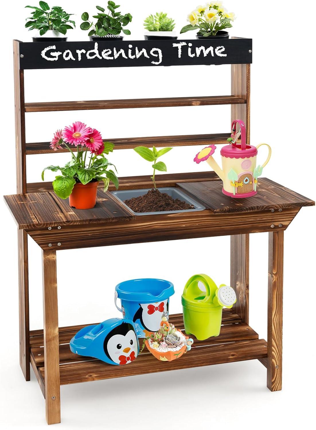 Kids Outdoor Mud Table - Mud Kitchen, Fir Wood Kids Potting