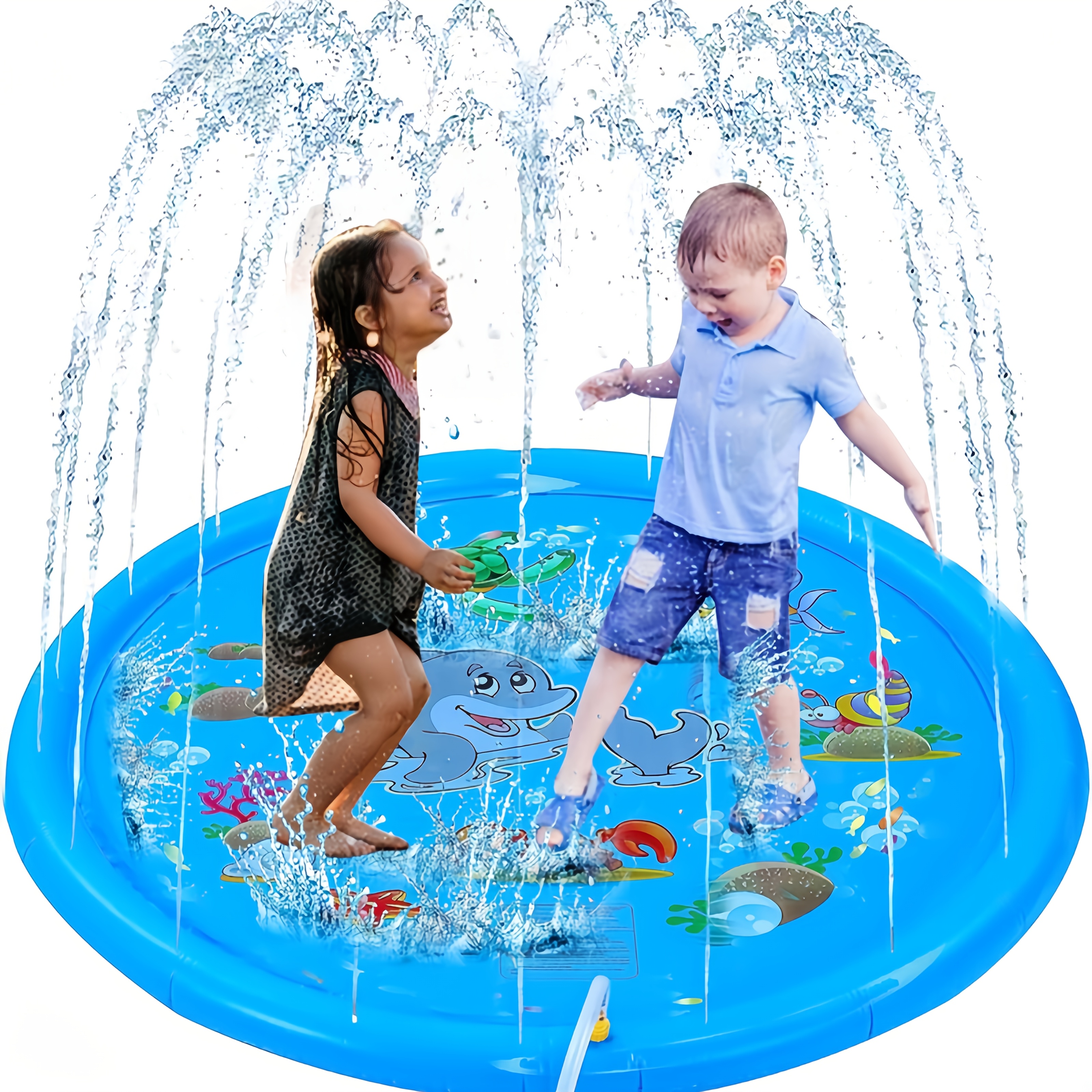 Kids Outdoor Water Play Table - PVC Inflatable Splash Pad Sprinkler for