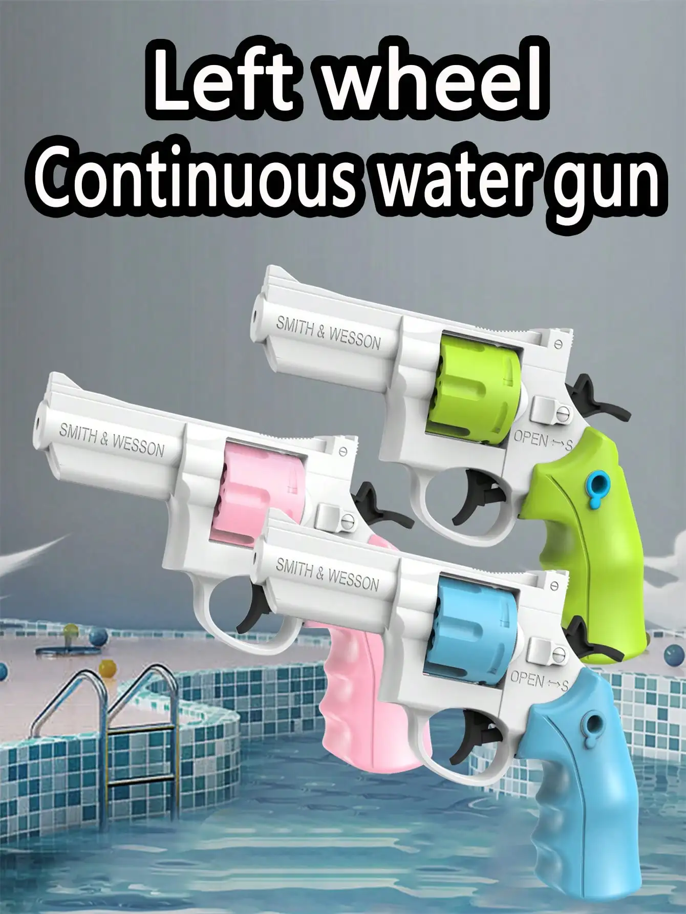 Kids Outdoor Games For Party - 1pc Revolver Style Water Gun, Automatic