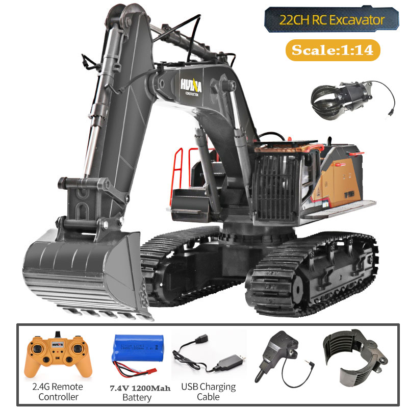Kids Outdoor Excavator - HUINA 1592 Alloy Excavator Truck 1/14