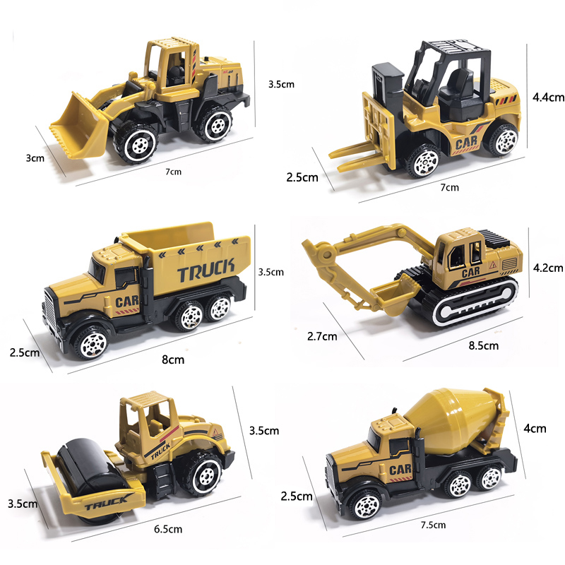 Kids Outdoor Excavator - 6pcs/Set Alloy Crane Truck Car Parking