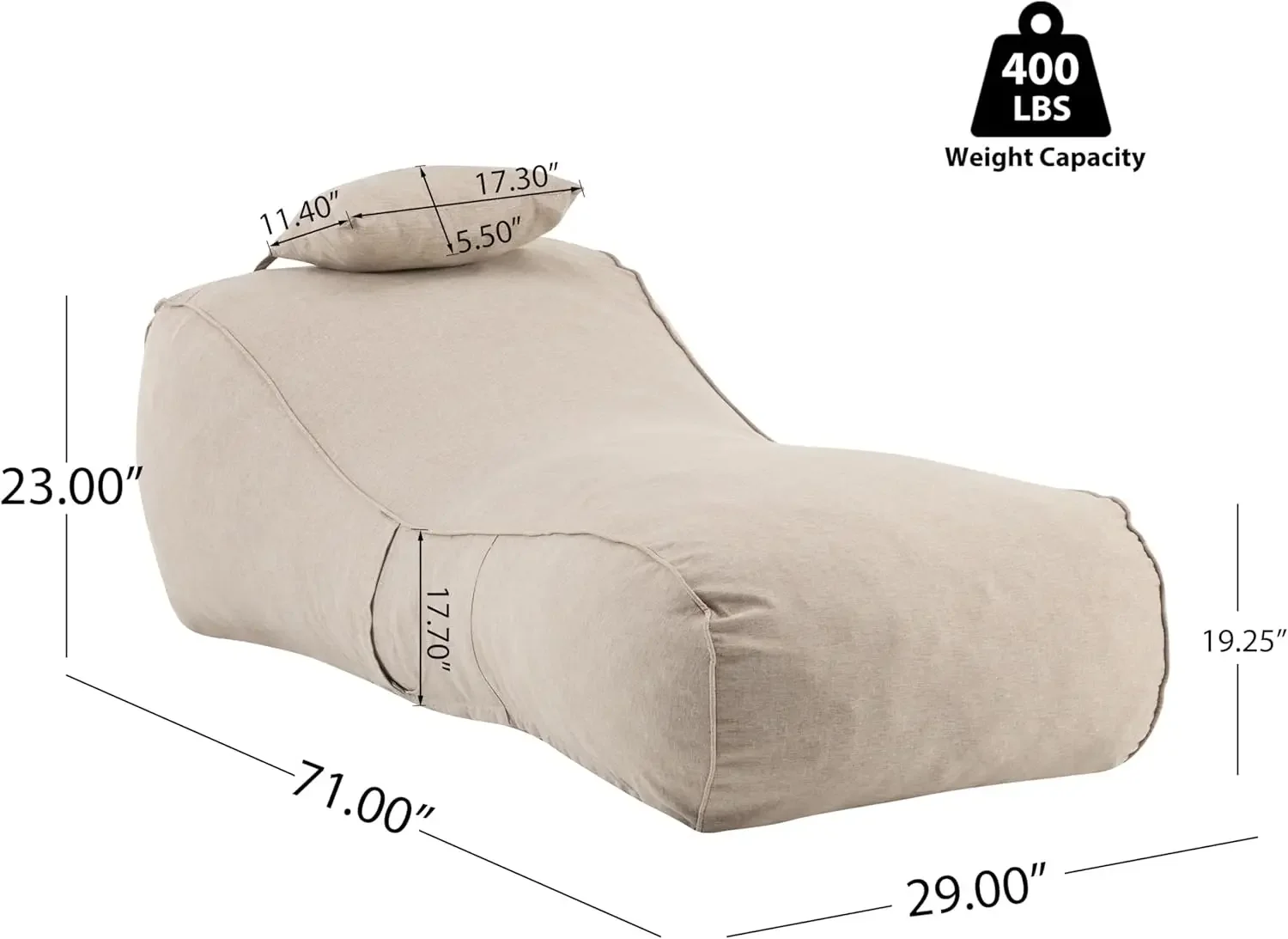 Morton Bean Bag Chair, Fabric  – Kids Outdoor Lounger Chair recenzja i cena