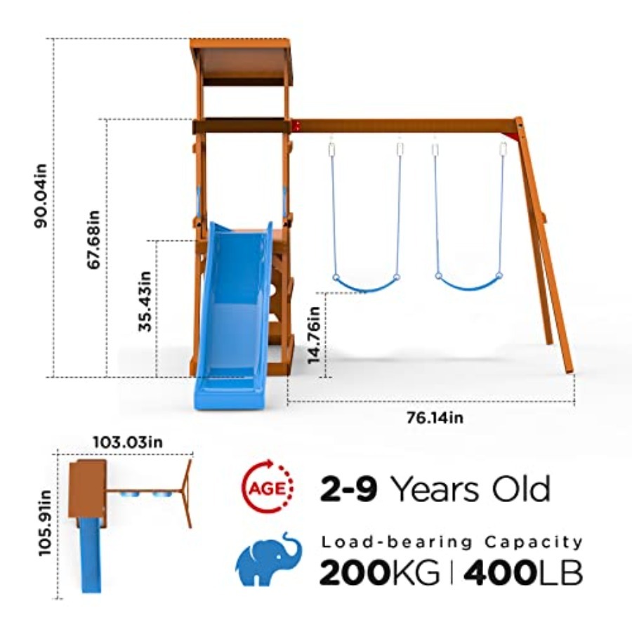 Playground Wooden Swing Sets f – Kids Outdoor Swing And Slide recenzja i cena
