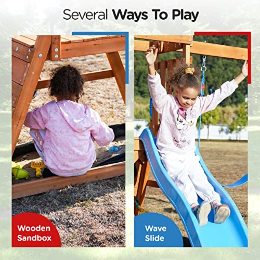 Playground Wooden Swing Sets f – Kids Outdoor Swing And Slide recenzja i cena