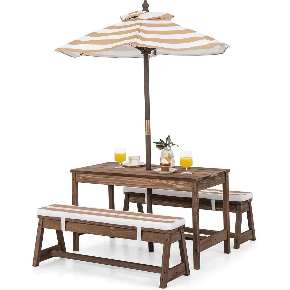 Kids Picnic Table, Outdoor Woo – Kids Outdoor Bench With Umbrella recenzja i cena