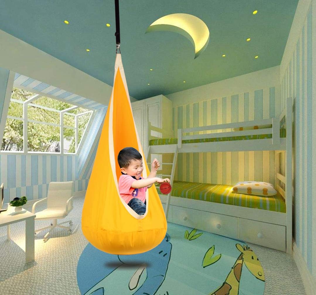 Kids Pod Swing Hanging Seat Ch – Kids Yellow Outdoor Chair recenzja i cena