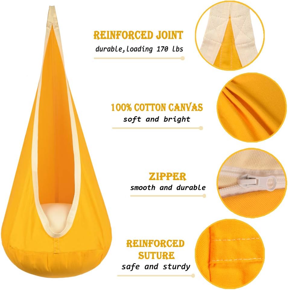 Kids Pod Swing Hanging Seat Ch – Kids Yellow Outdoor Chair recenzja i cena