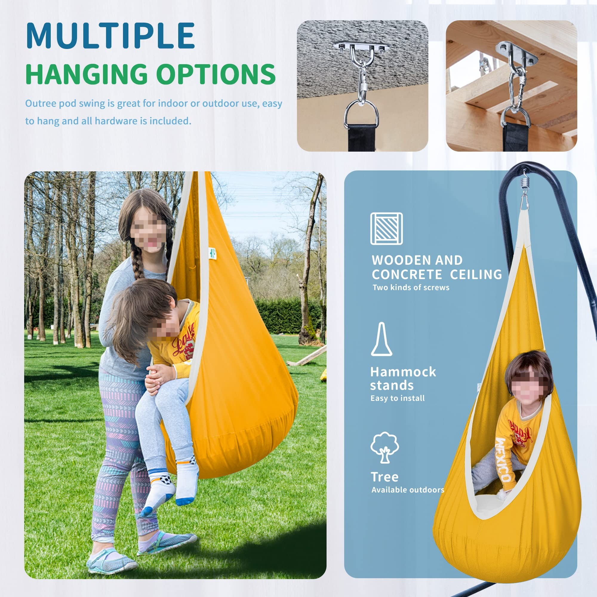 1Pc Kids Pod Swing Seat Cotton – Kids Yellow Outdoor Chair recenzja i cena