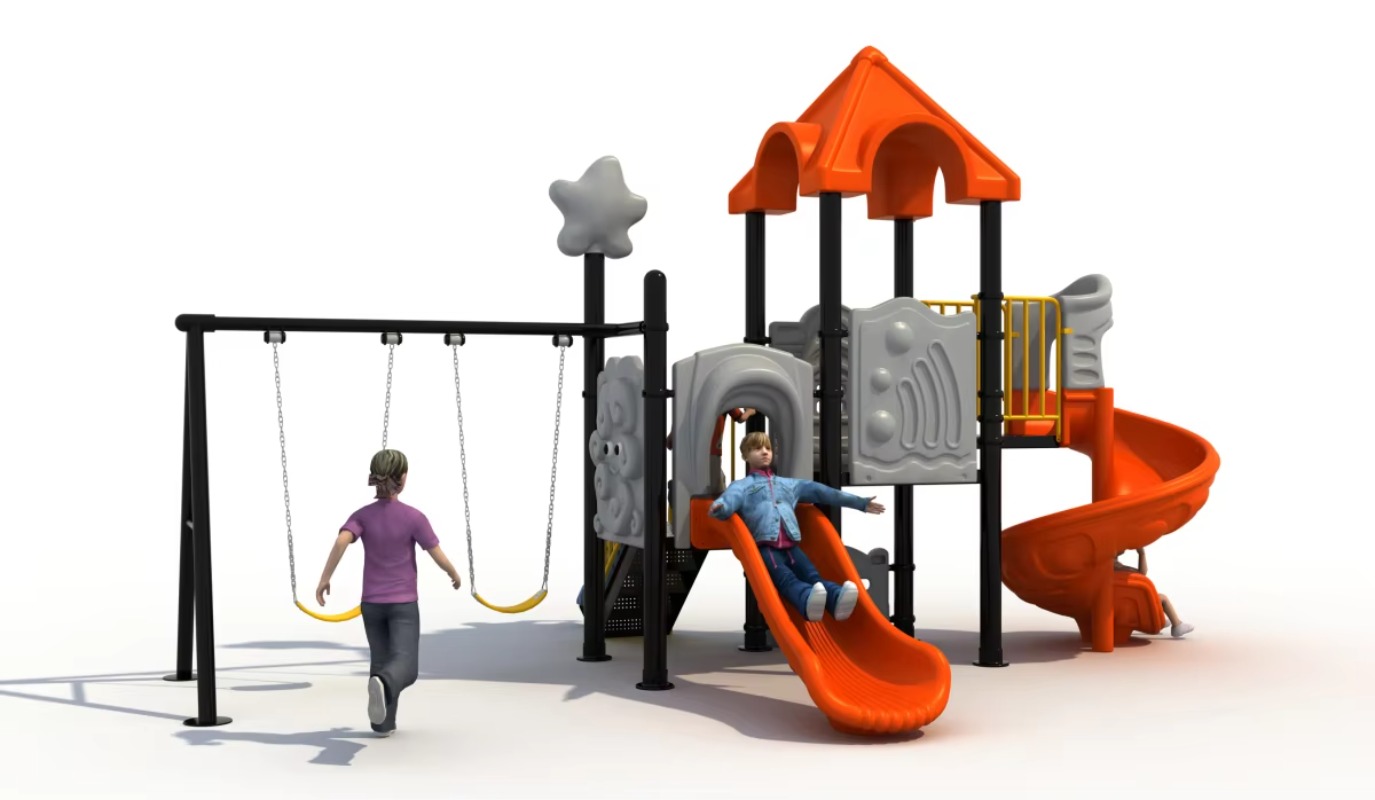 Outdoor Steel Plastic Swing Se – Kids Outdoor Swing And Slide recenzja i cena