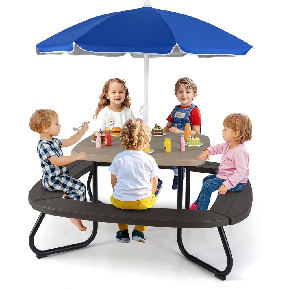 Kids Picnic Table, 8 Person To – Kids Outdoor Bench With Umbrella recenzja i cena