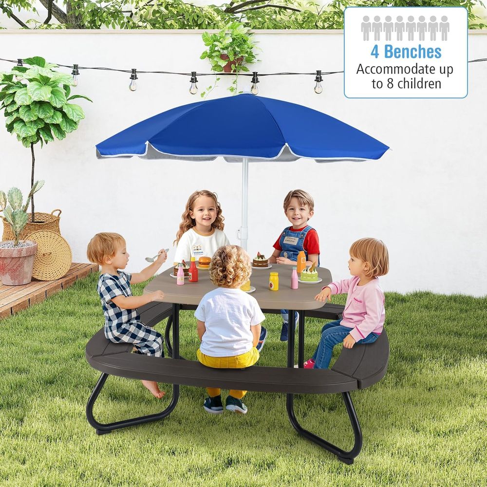 Kids Picnic Table, 8 Person To – Kids Outdoor Bench With Umbrella recenzja i cena