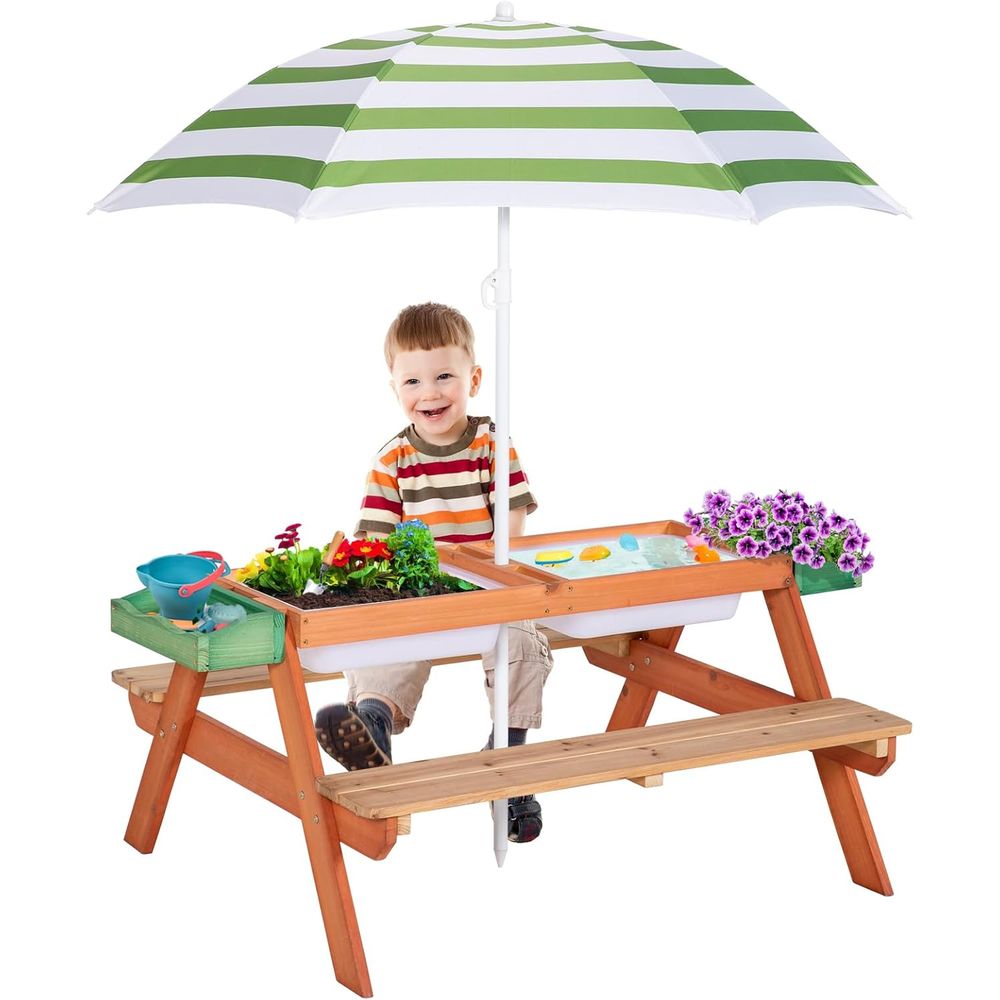 Multifunctional Outdoor Wooden – Kids Outdoor Bench With Umbrella recenzja i cena