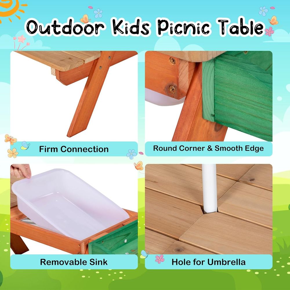 Multifunctional Outdoor Wooden – Kids Outdoor Bench With Umbrella recenzja i cena