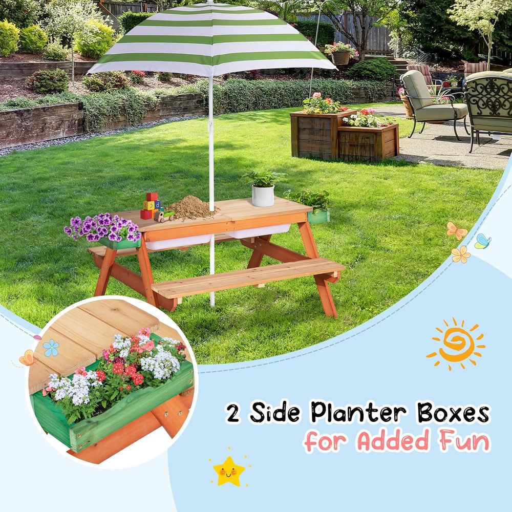 Multifunctional Outdoor Wooden – Kids Outdoor Bench With Umbrella recenzja i cena