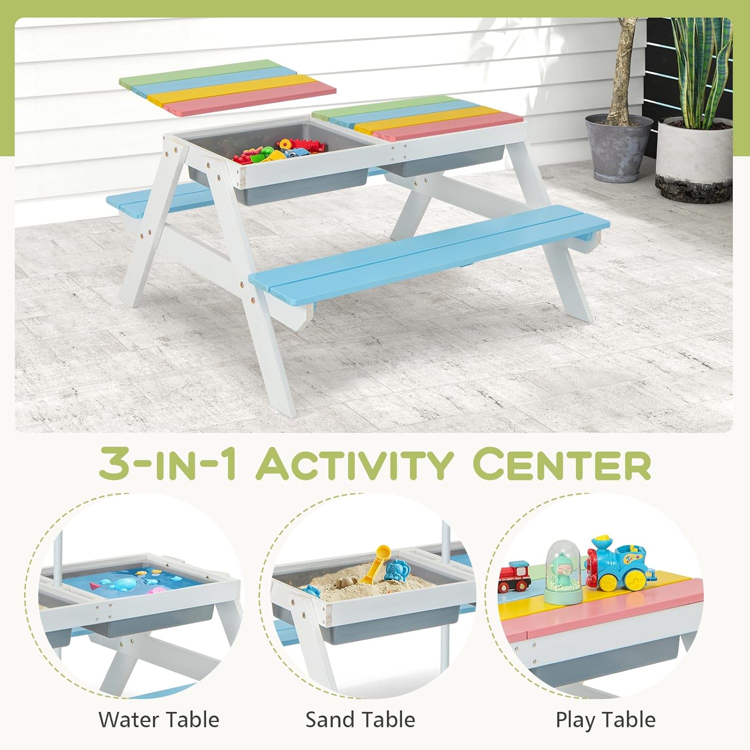 Kids Picnic Table, 4 in 1 Outd – Kids Outdoor Chair And Table recenzja i cena