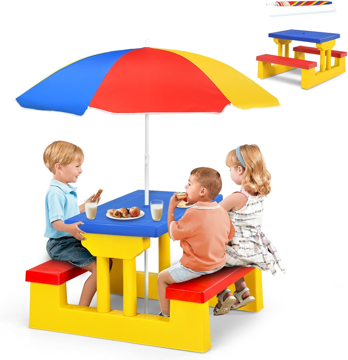 ARMILE Kids Picnic Table, Kids – Kids Outdoor Bench With Umbrella recenzja i cena
