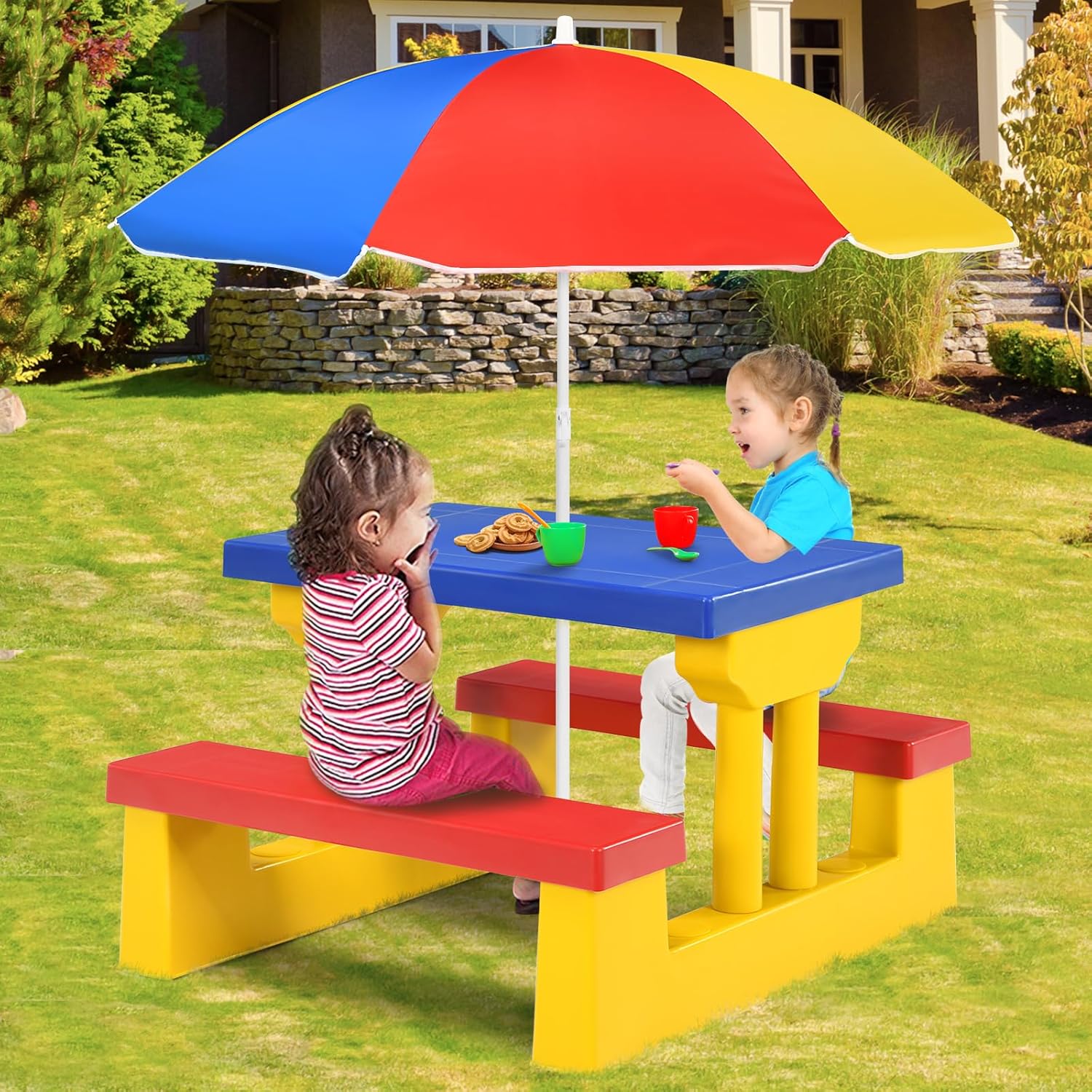 ARMILE Kids Picnic Table, Kids – Kids Outdoor Bench With Umbrella recenzja i cena