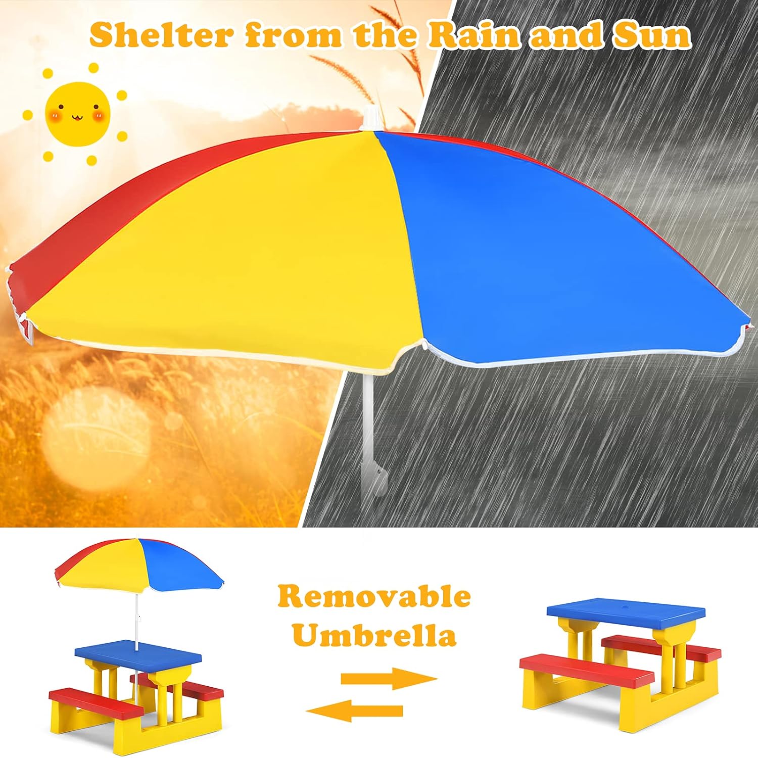 ARMILE Kids Picnic Table, Kids – Kids Outdoor Bench With Umbrella recenzja i cena