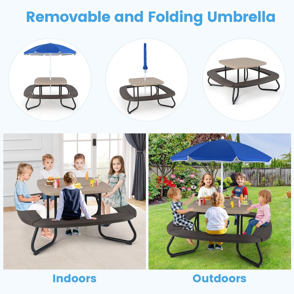 Kids Picnic Table, 8 Person Ki – Kids Outdoor Bench With Umbrella recenzja i cena