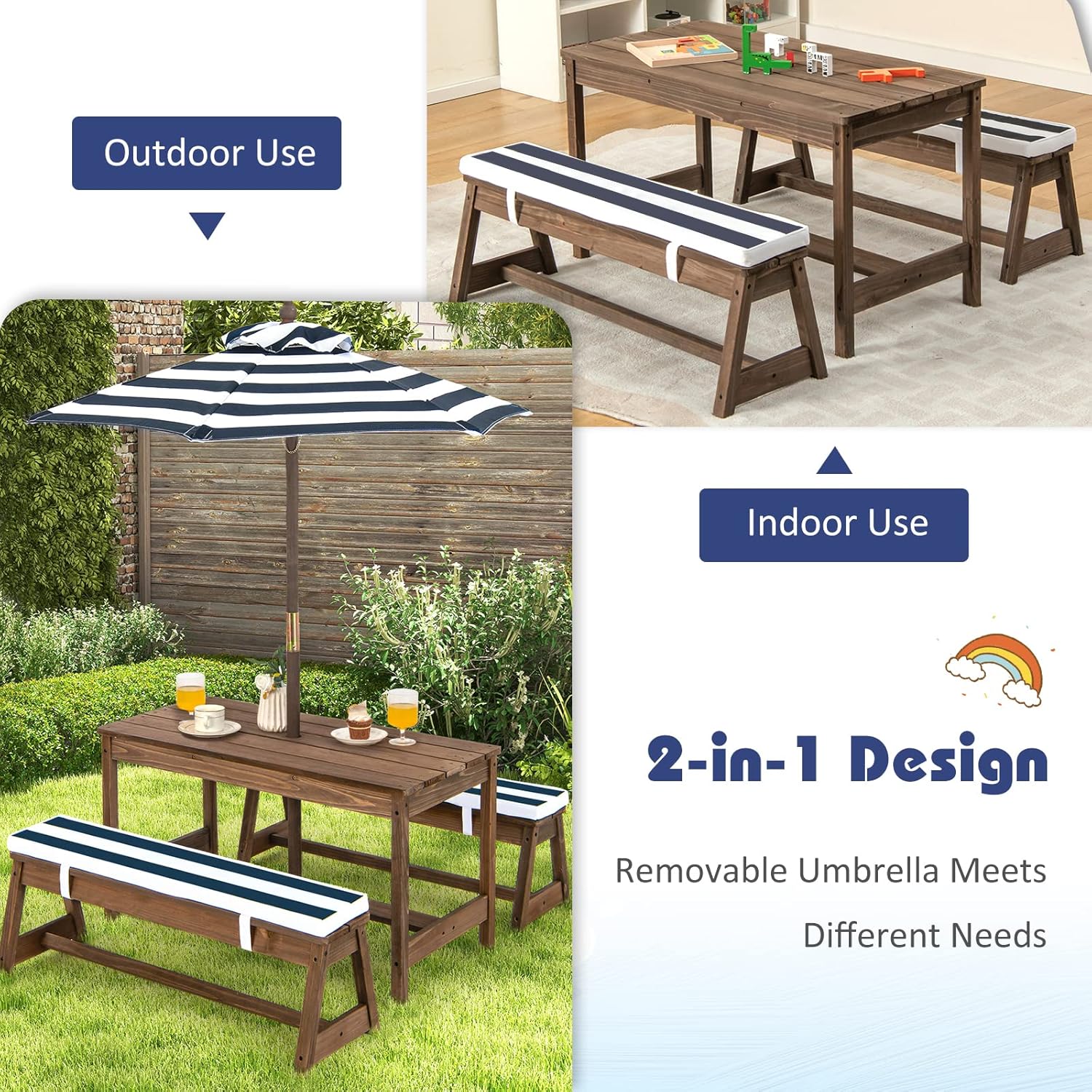 Height Adjustable Wooden Kids  – Kids Outdoor Chair And Table recenzja i cena