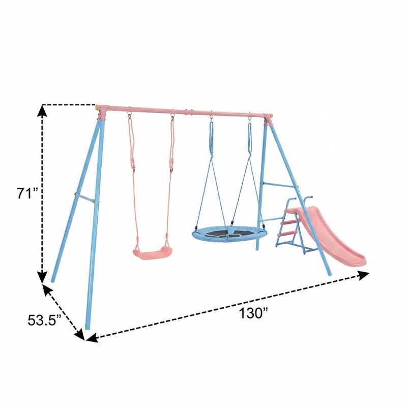 Blue and Pink Two-Person Swing – Kids Outdoor Swing And Slide recenzja i cena