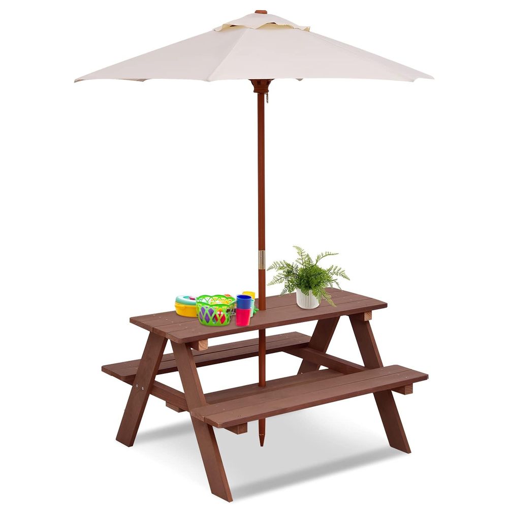 Kids Picnic Table, Outdoor Woo – Kids Outdoor Bench With Umbrella recenzja i cena