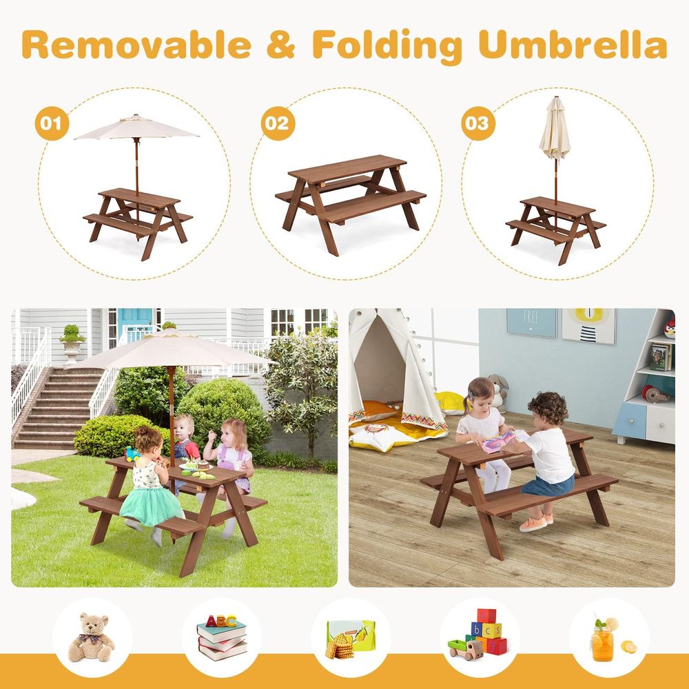 Kids Picnic Table, Outdoor Woo – Kids Outdoor Bench With Umbrella recenzja i cena