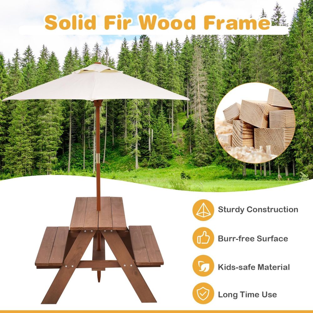 Kids Picnic Table, Outdoor Woo – Kids Outdoor Bench With Umbrella recenzja i cena