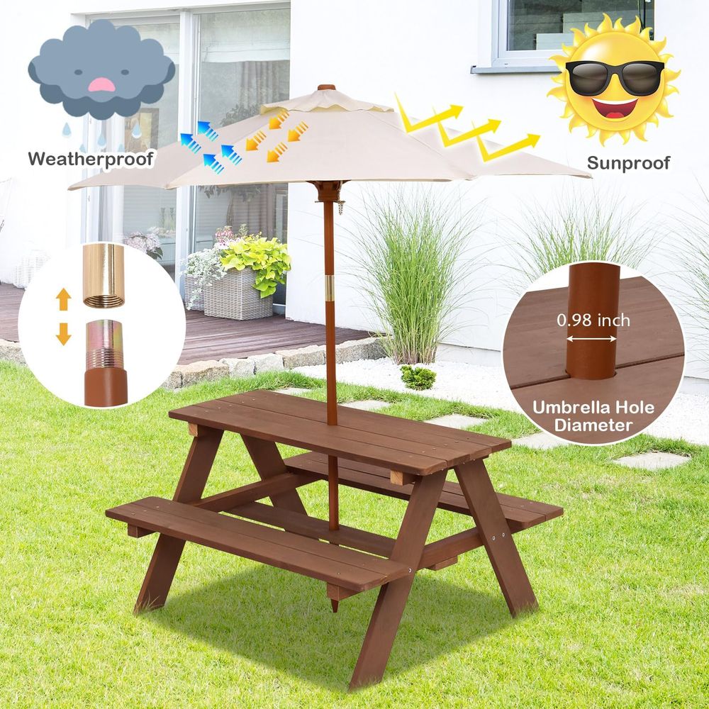 Kids Picnic Table, Outdoor Woo – Kids Outdoor Bench With Umbrella recenzja i cena