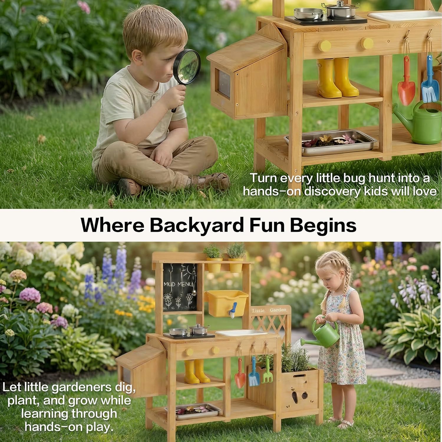 Wooden Mud Kitchen for Kids, O – Kids Outdoor Water Play Table recenzja i cena