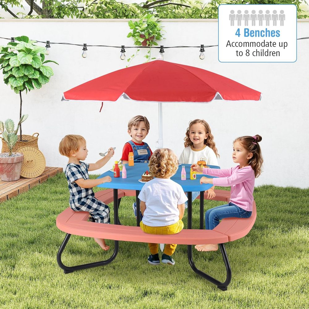 Kids Picnic Table, 8 Person To – Kids Outdoor Bench With Umbrella recenzja i cena