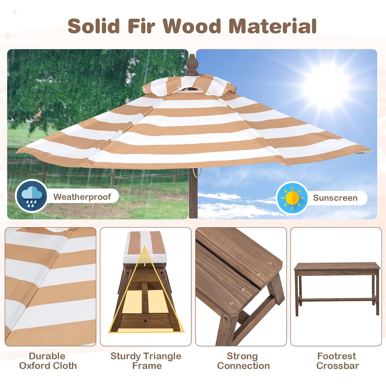 Kids Picnic Table, Outdoor Woo – Kids Outdoor Bench With Umbrella recenzja i cena