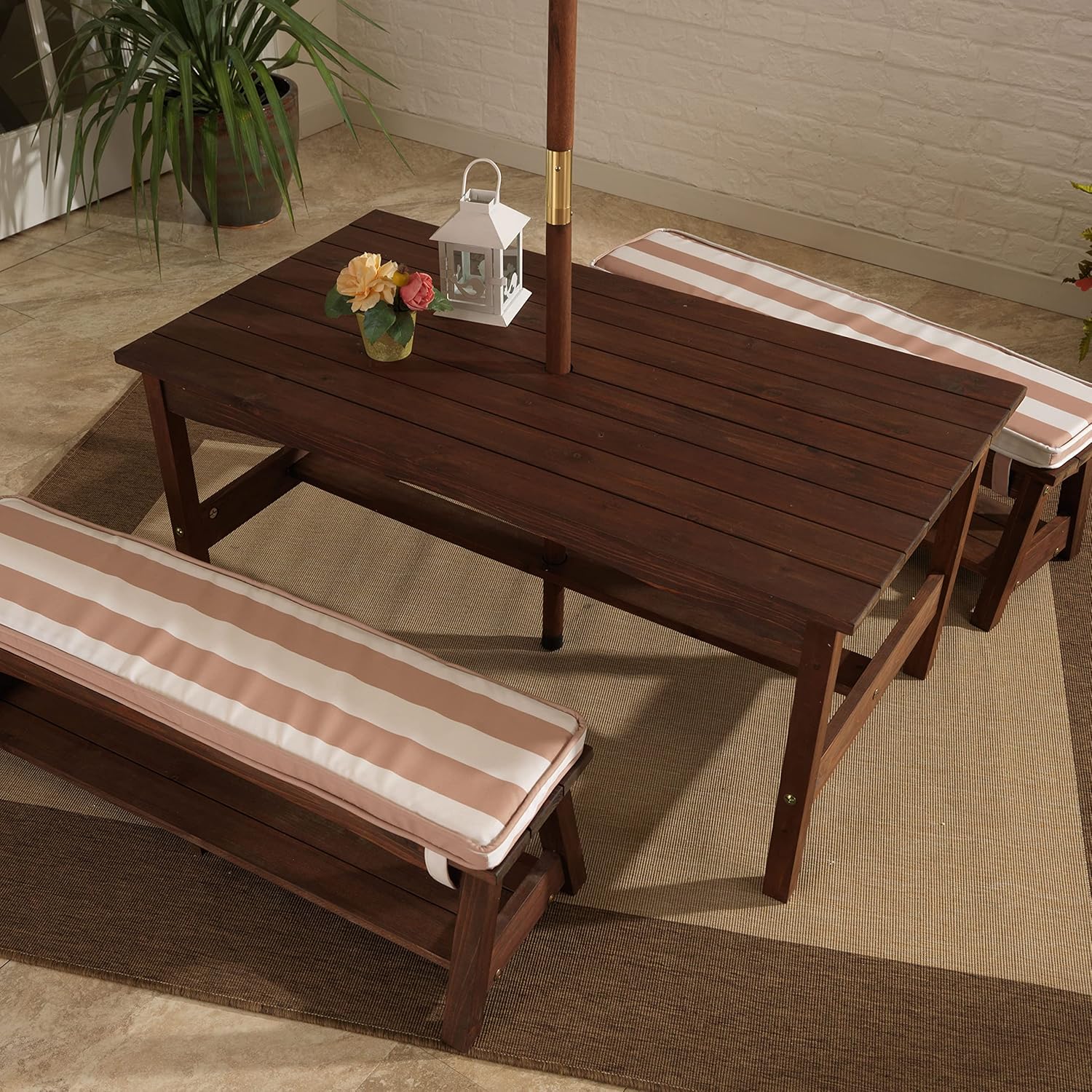 Outdoor Wooden Table & Bench S – Kids Outdoor Bench With Umbrella recenzja i cena