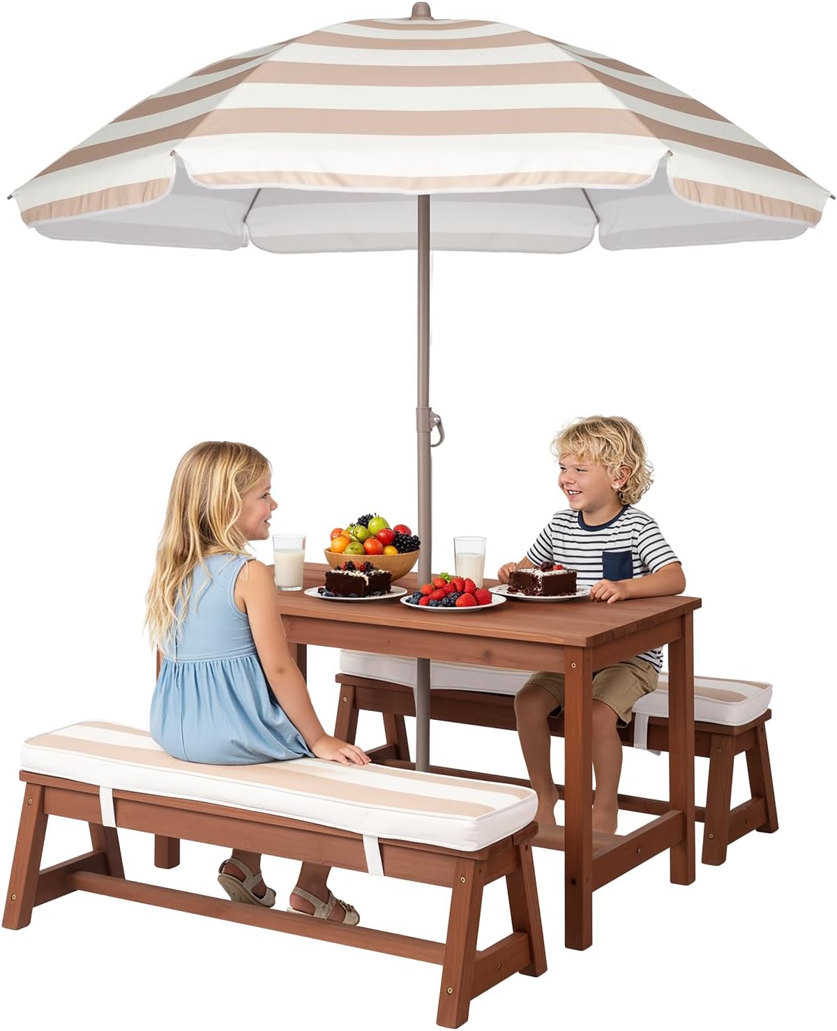 Kids Picnic Table Outdoor Wood – Kids Outdoor Bench With Umbrella recenzja i cena