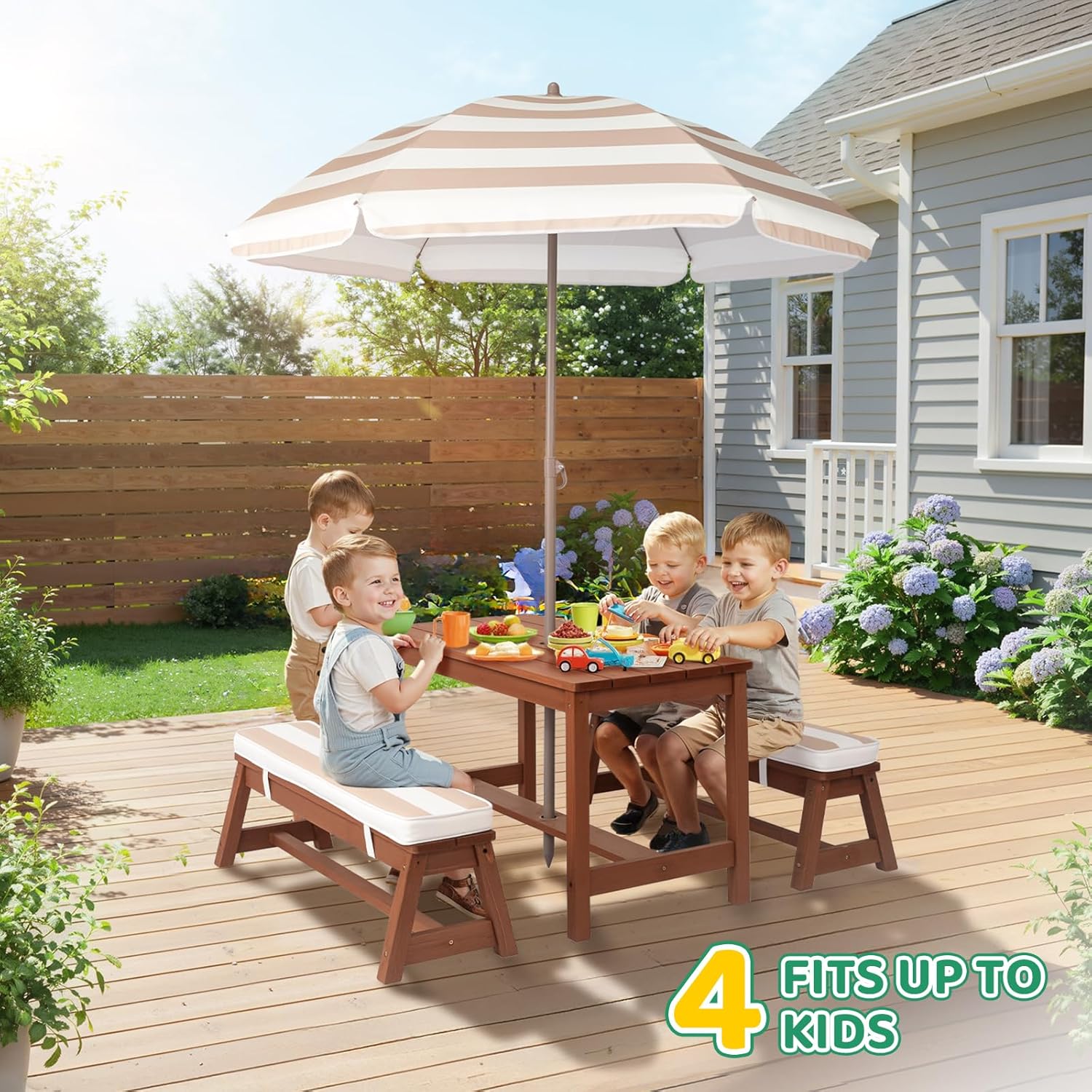 Kids Picnic Table Outdoor Wood – Kids Outdoor Bench With Umbrella recenzja i cena