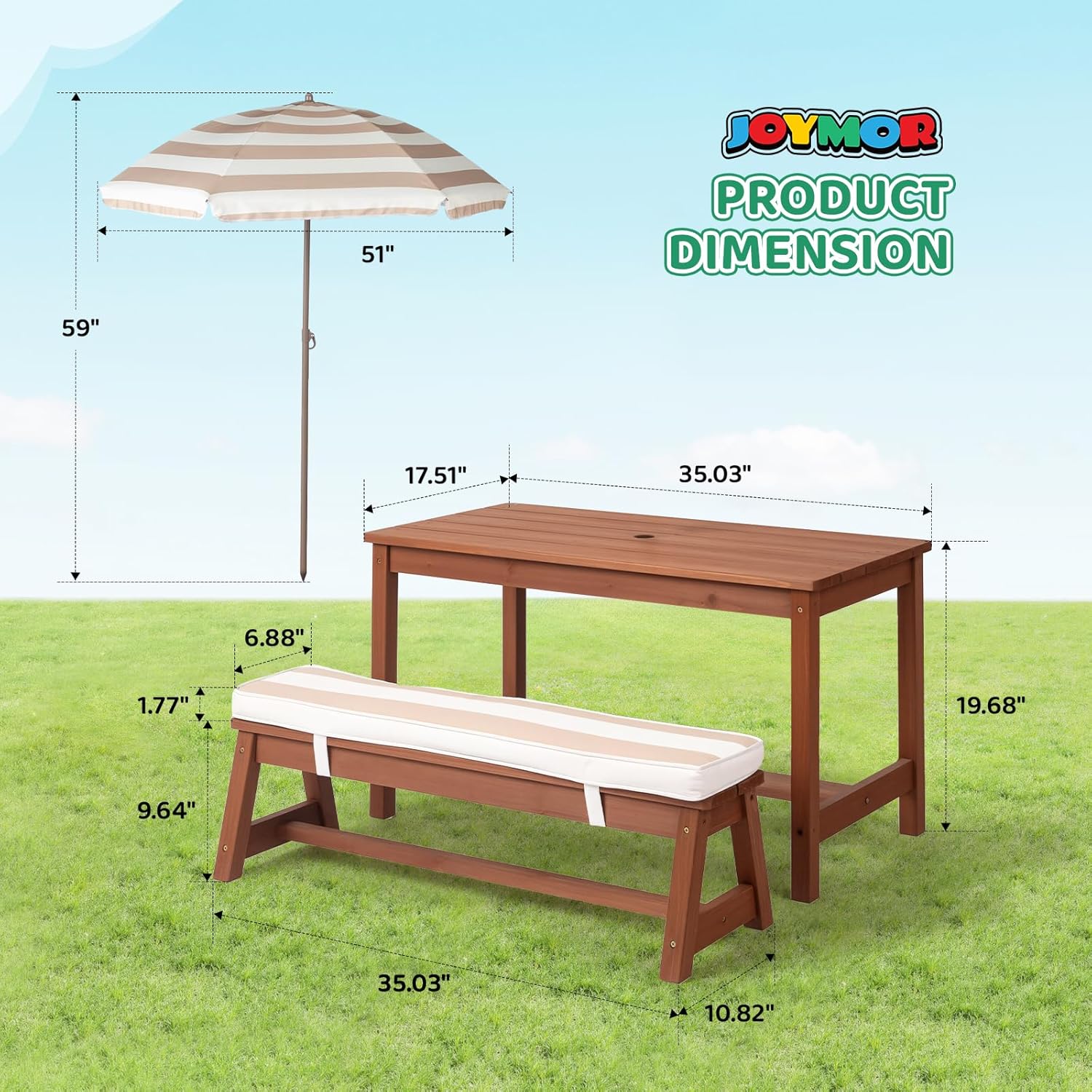 Kids Picnic Table Outdoor Wood – Kids Outdoor Bench With Umbrella recenzja i cena