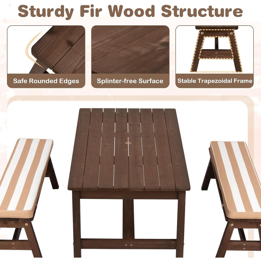 Kids Picnic Table, ir Wood Tod – Kids Outdoor Bench With Umbrella recenzja i cena