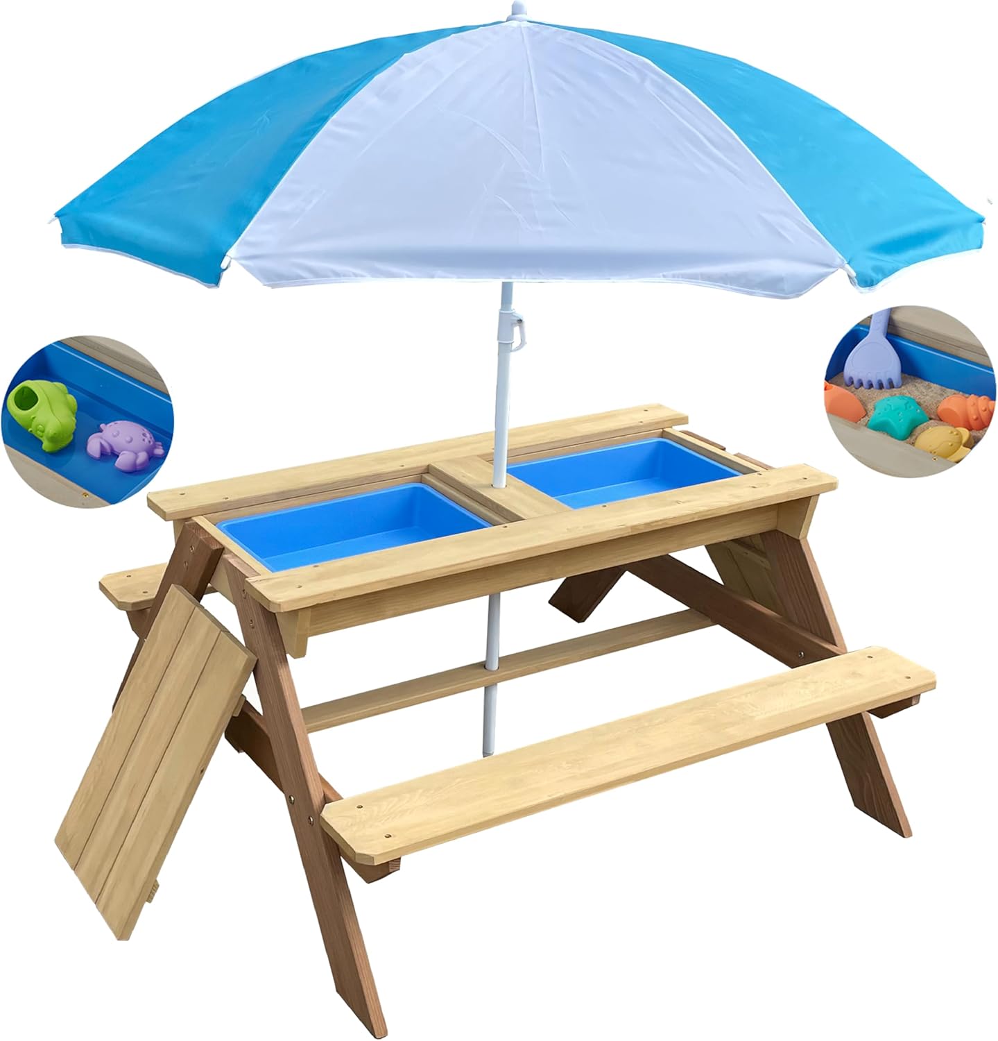 Kids 3-in-1 Sand Water Activit – Kids Outdoor Bench With Umbrella recenzja i cena
