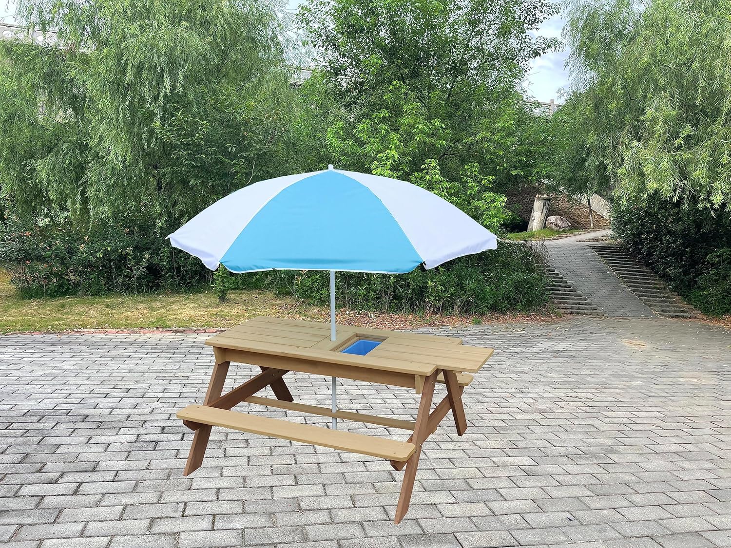 Kids 3-in-1 Sand Water Activit – Kids Outdoor Bench With Umbrella recenzja i cena