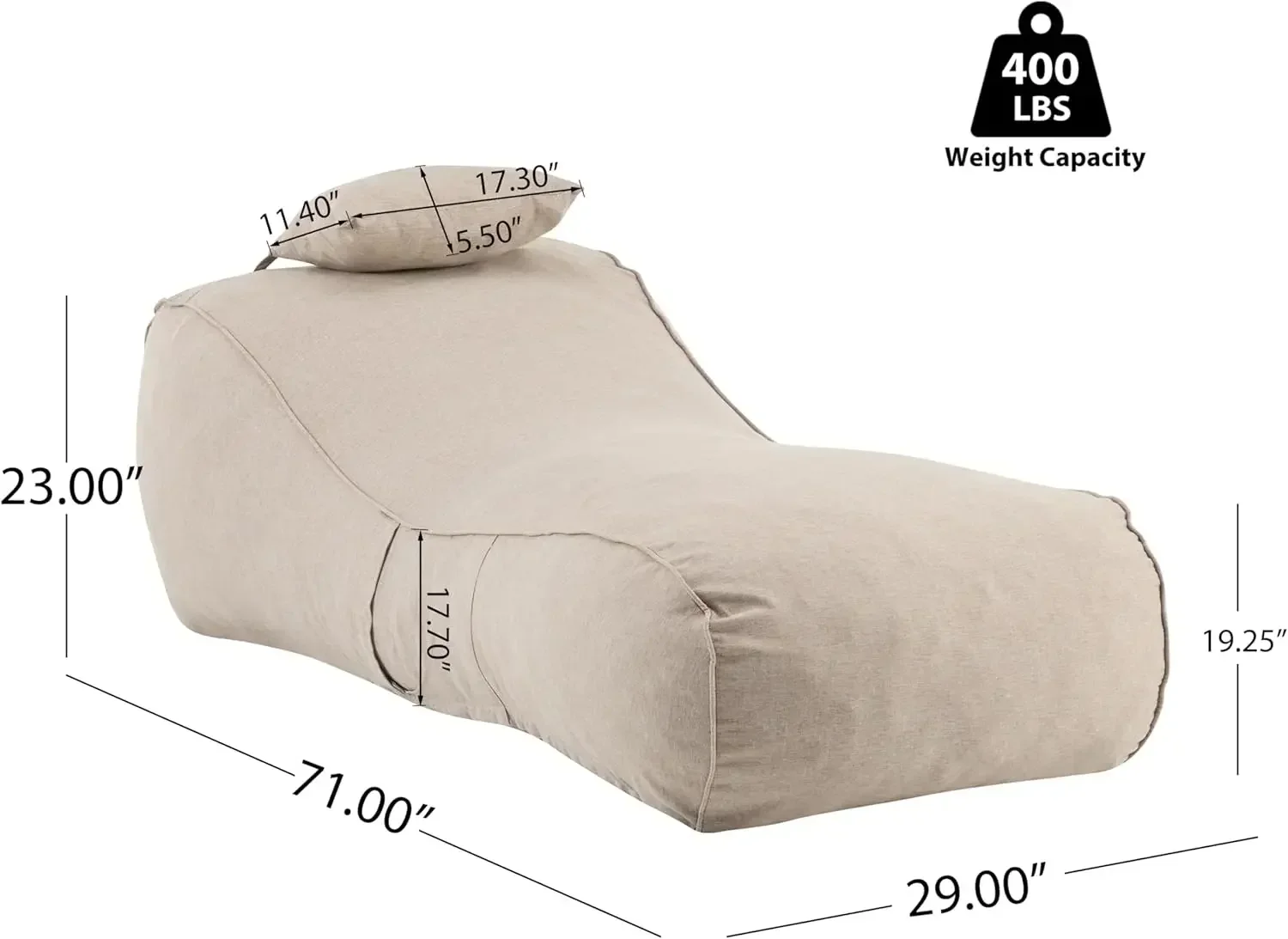 Morton Bean Bag Chair, Fabric  – Kids Outdoor Lounger Chair recenzja i cena