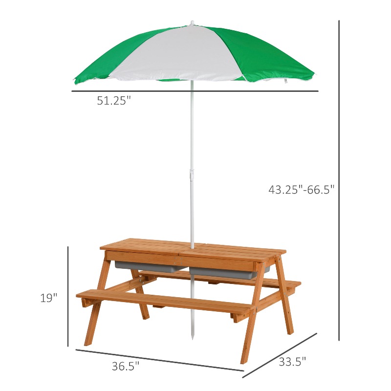 3 in 1 Kids Picnic Table with  – Kids Outdoor Bench With Umbrella recenzja i cena