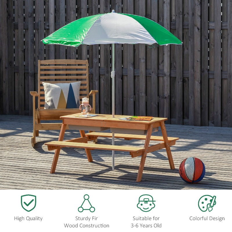 3 in 1 Kids Picnic Table with  – Kids Outdoor Bench With Umbrella recenzja i cena