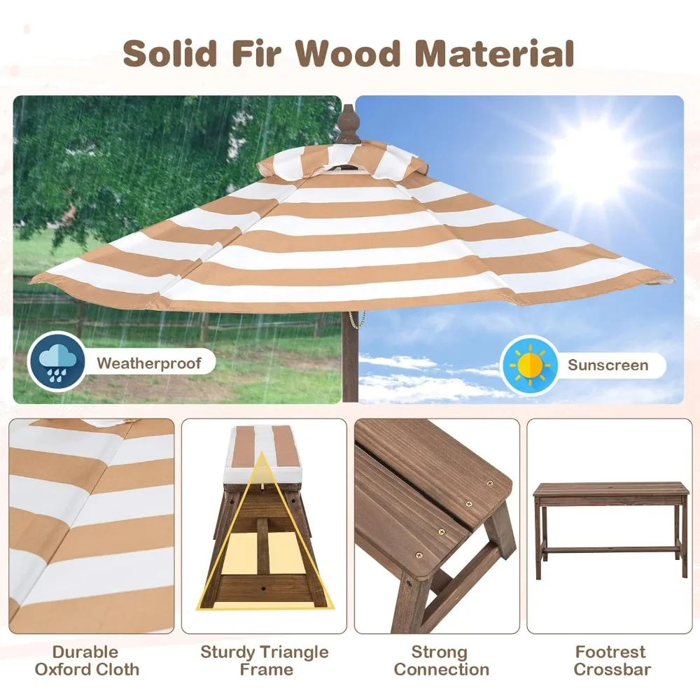 Kids Picnic Table, Outdoor Woo – Kids Outdoor Bench With Umbrella recenzja i cena
