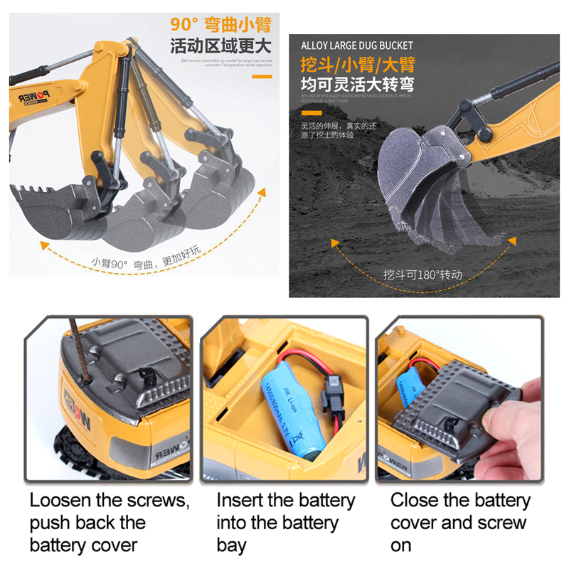 RC Excavator 2.4Ghz 6 Channel  – Kids Outdoor Excavator recenzja i cena