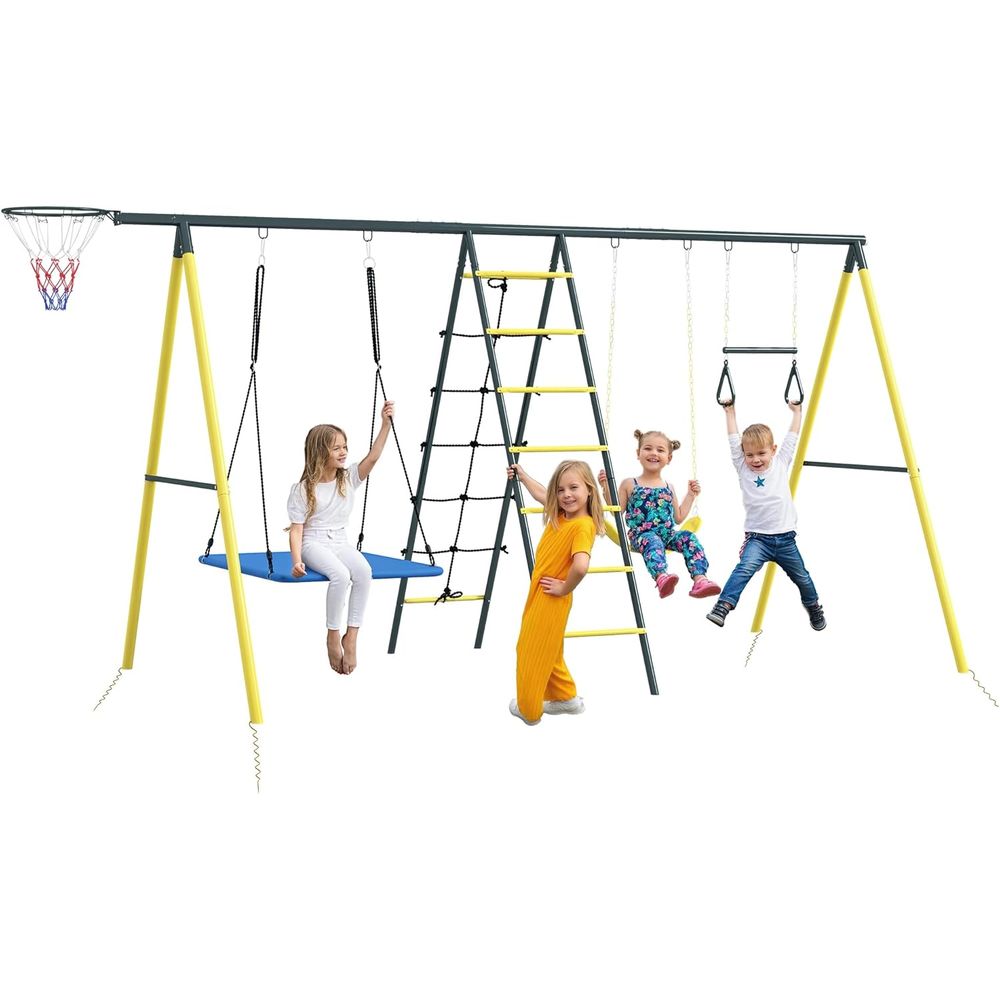 5-in-1 Heavy-Duty Outdoor Play – Kids Outdoor Swing And Slide recenzja i cena